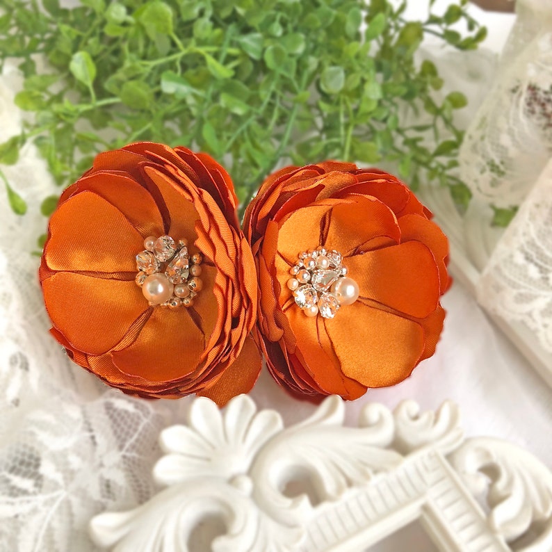 Burnt Orange Hair Accessories Wedding Flower Comb Shoe - Etsy UK