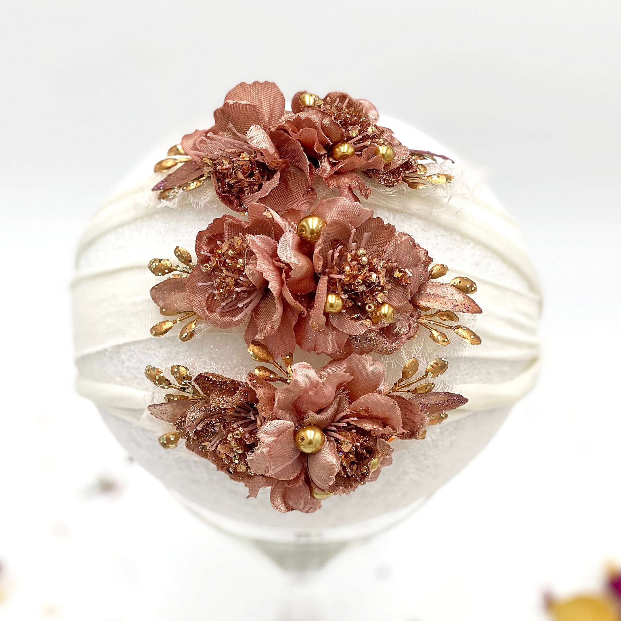 Rose Gold Flower Headband Flower Girl Headband Antique Gold Etsy