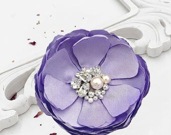 Lavender Purple Hair Accessories, Pins, Shoe Clips, Brooch for a Bride Bridesmaid with Sparkling Sew on Crystal Special Event Photo Prop Kia