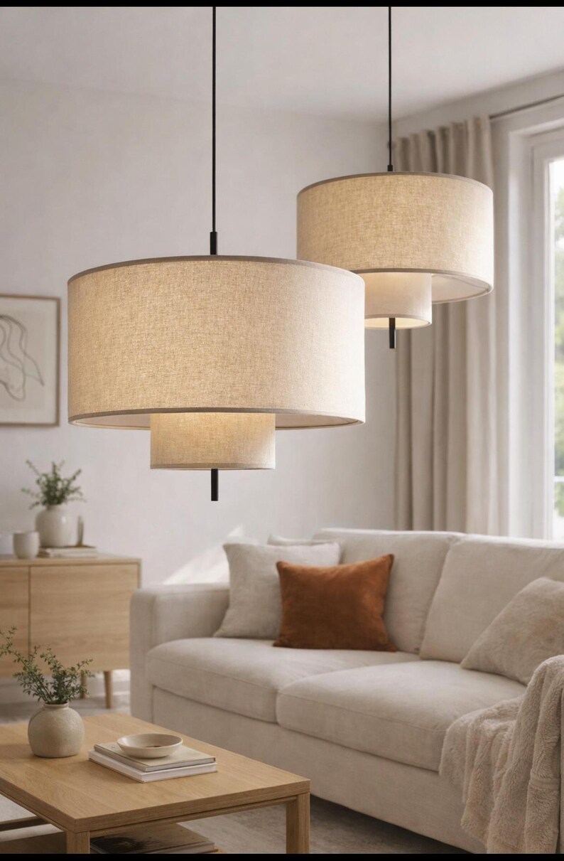 Elegant Wabi Sabi Pendant Light – Scandinavian Design Fabric Lamp - Etsy