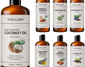 MAYJAM – Reine kaltgepresste Pflanzenöle (Argan, Kokosnuss, Rizinus, Jojoba, Mandel, Traube, Sonnenblume)