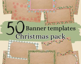 Weihnachtsbordüren 50er Pack! Gemalte Banner bearbeitbare Canva-Vorlagen, sofortiger digitaler Download
