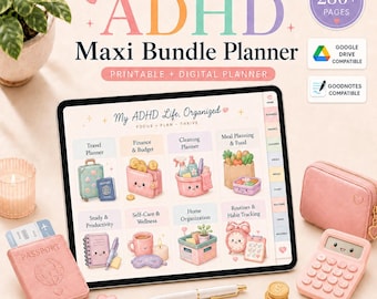 ADHD Maxi Planner Bundle, Digital Planner Goodnotes Notability Planner, All-in-One Planner, Daily Planner, Weekly Planner, iPad Planner