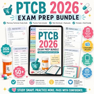 PTCB 2026 Apothekentechnischer Studienleitfaden, Apothekentechniker-Prüfungsvorbereitung, PTCE-Übungstest, Apothekenmathematik, DPhT Digitaler Download