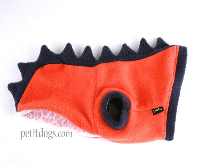 Dog Costume Dinosaur Spikes Orange fleece cute Hoodie Halloween costume for dogs