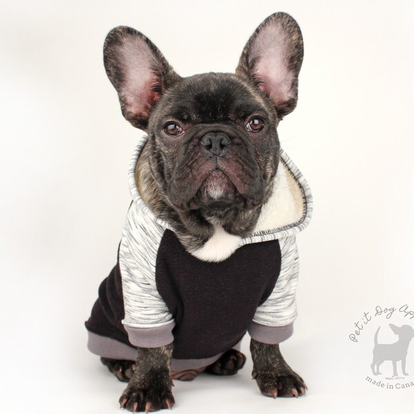 Cozy fleece dog hoodie with sherpa lining for French bulldogs chihuahua doxie custom made