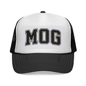 Boné Trucker com Patch de Letras MOG | Boné Vintage Universitário de Tela
