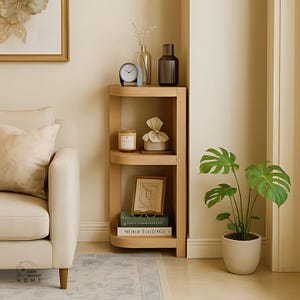 Solid Wood Narrow Bookshelf: Modern Minimalist Bedside Shelf