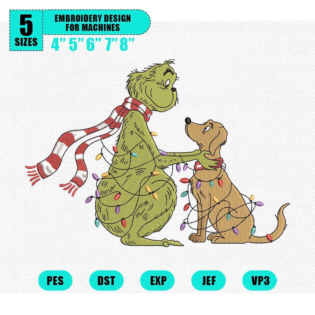 Retro Grinch Christmas Machine Embroidery Design, Grinc Xmas Embroidery ...