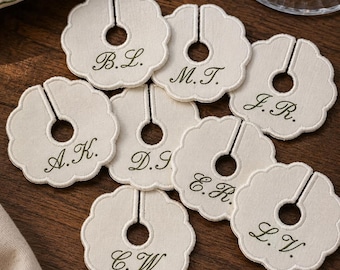 Custom Embroidered Wine Glass Tag, Bridal Party Favor, Housewarming Gift, Bachelorette Wine Charm Decor