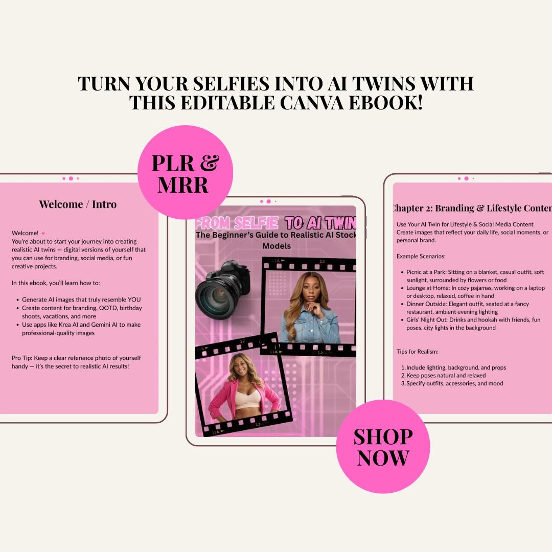 AI Twin Canva Ebook Template | Selfie to AI Stock Photo Guide (MRR) - Etsy