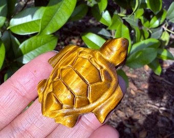 Tortuga marina ojo de tigre natural, animales de cristal, adorno de Feng Shui, piedra de bolsillo, regalo de cristal