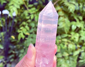 Natural rose quartz Point, Healing Crystal Obelisk, Stone Magic Wand 1PC