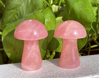 2‘’ Natural Rose Quartz Crystal Mushroom | Handmade Love Stone Home Decor gifts 1PC