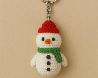 編みぐるみ雪だるまキーホルダーかぎ針編みパターン - クリスマス
