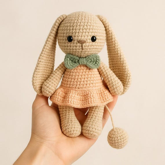 pretty bunny amigurumi in dress free crochet pattern Dress-up Bunny Amigurumi Overall set crochet pattern # DUBA-03