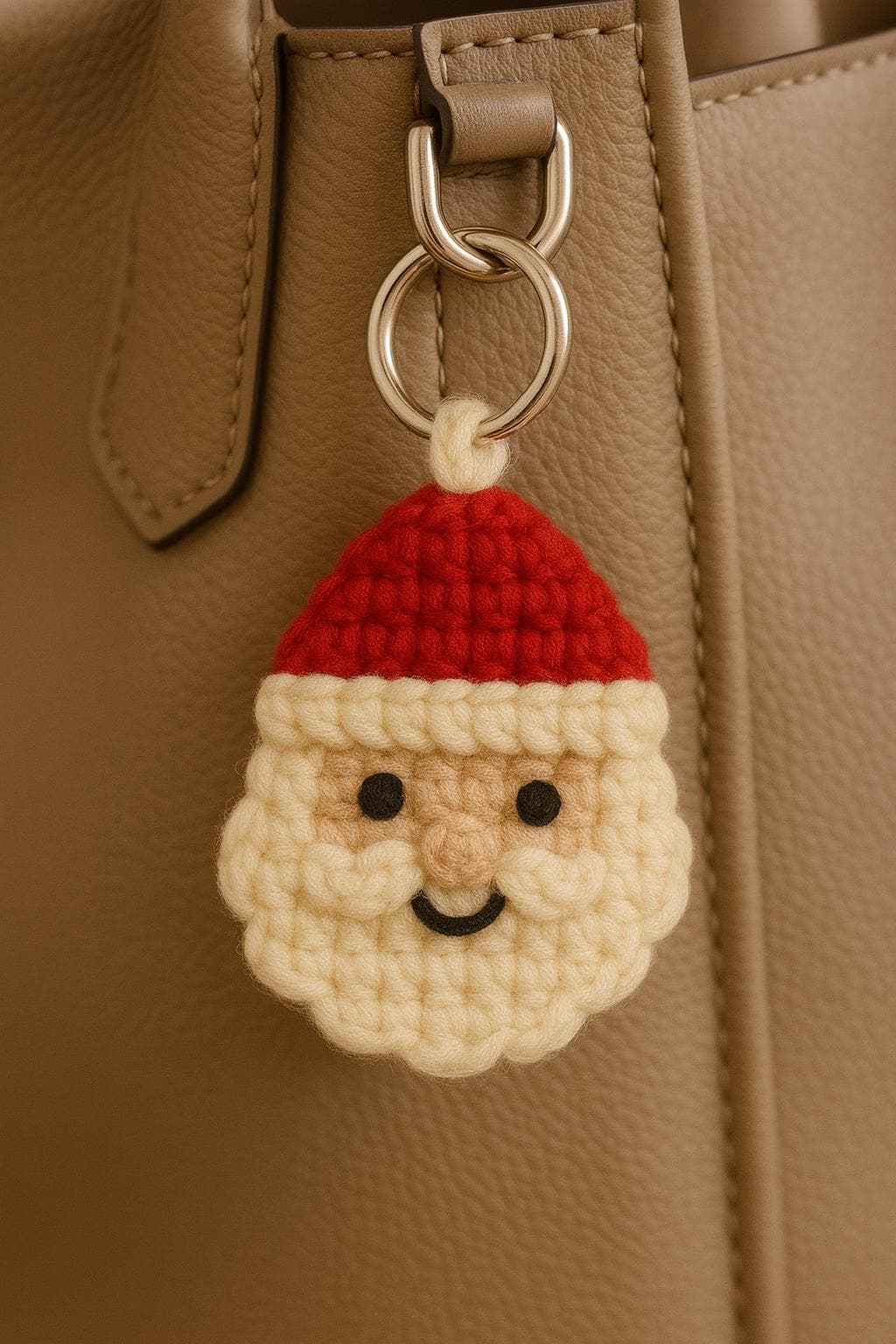 Flat Santa Face Crochet Pattern,bag Charm Pdf,beginner Amigurumi