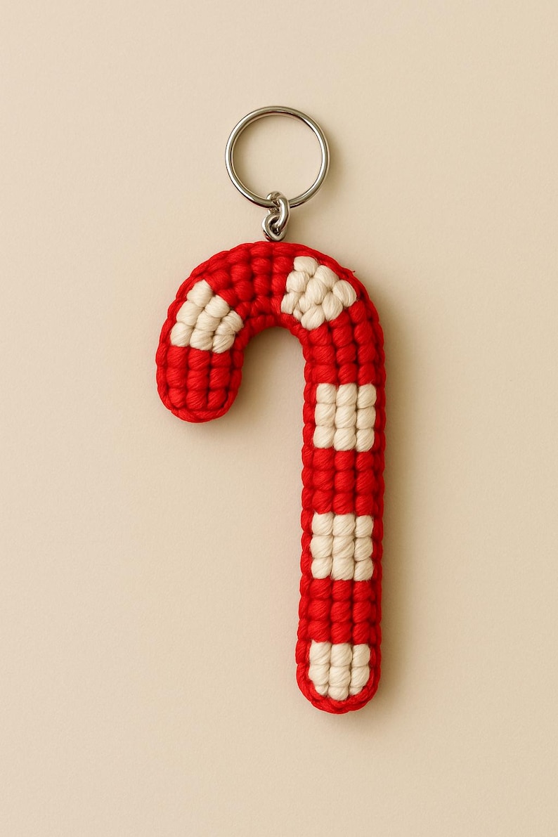Crochet Candy Cane Keychain Pattern: Easy Flat Amigurumi PDF (US Terms ...