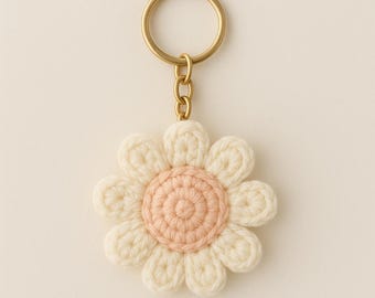 Daisy amigurumi-haakpatroon pdf: tutorial bloem sleutelhanger voor beginners (digitale download)