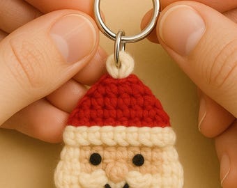 Flat Santa Face Crochet Pattern,bag Charm Pdf,beginner Amigurumi