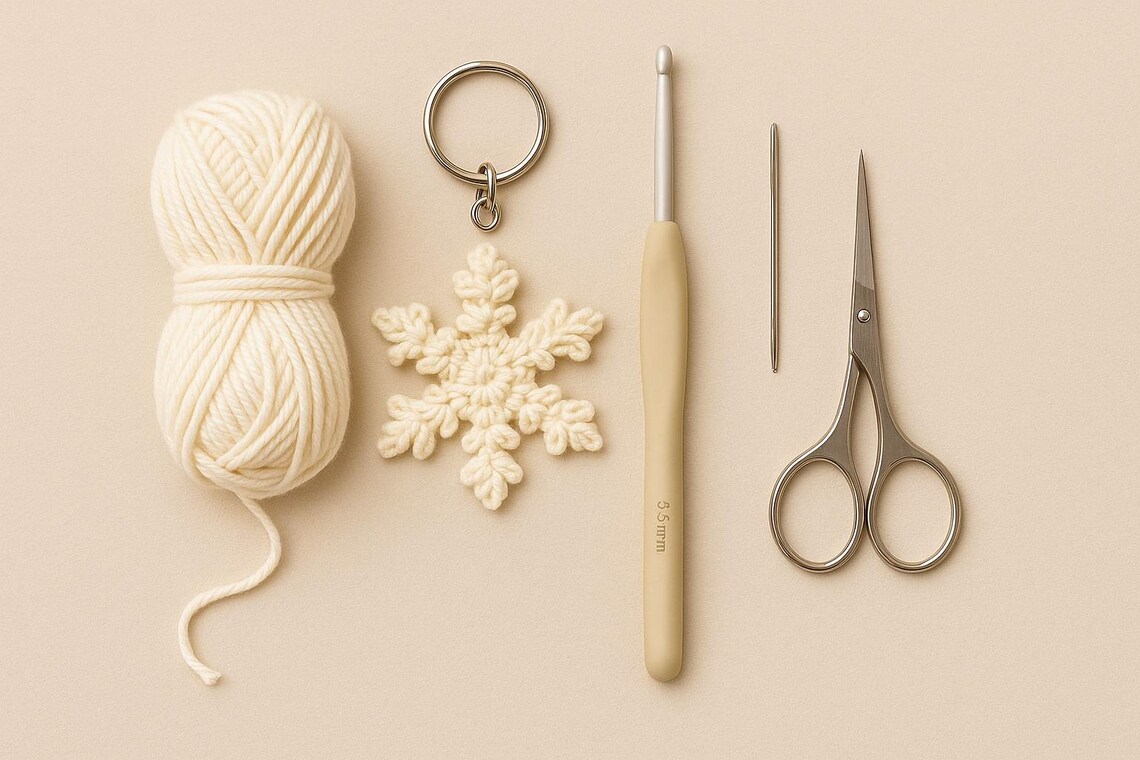Snowflake Crochet Keychain Pattern – Beginner-friendly Ornament (PDF ...