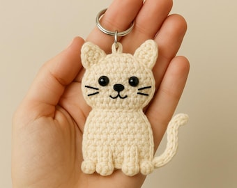 Haakpatroon platte kat amigurumi: sleutelhanger voor beginners (pdf) P22