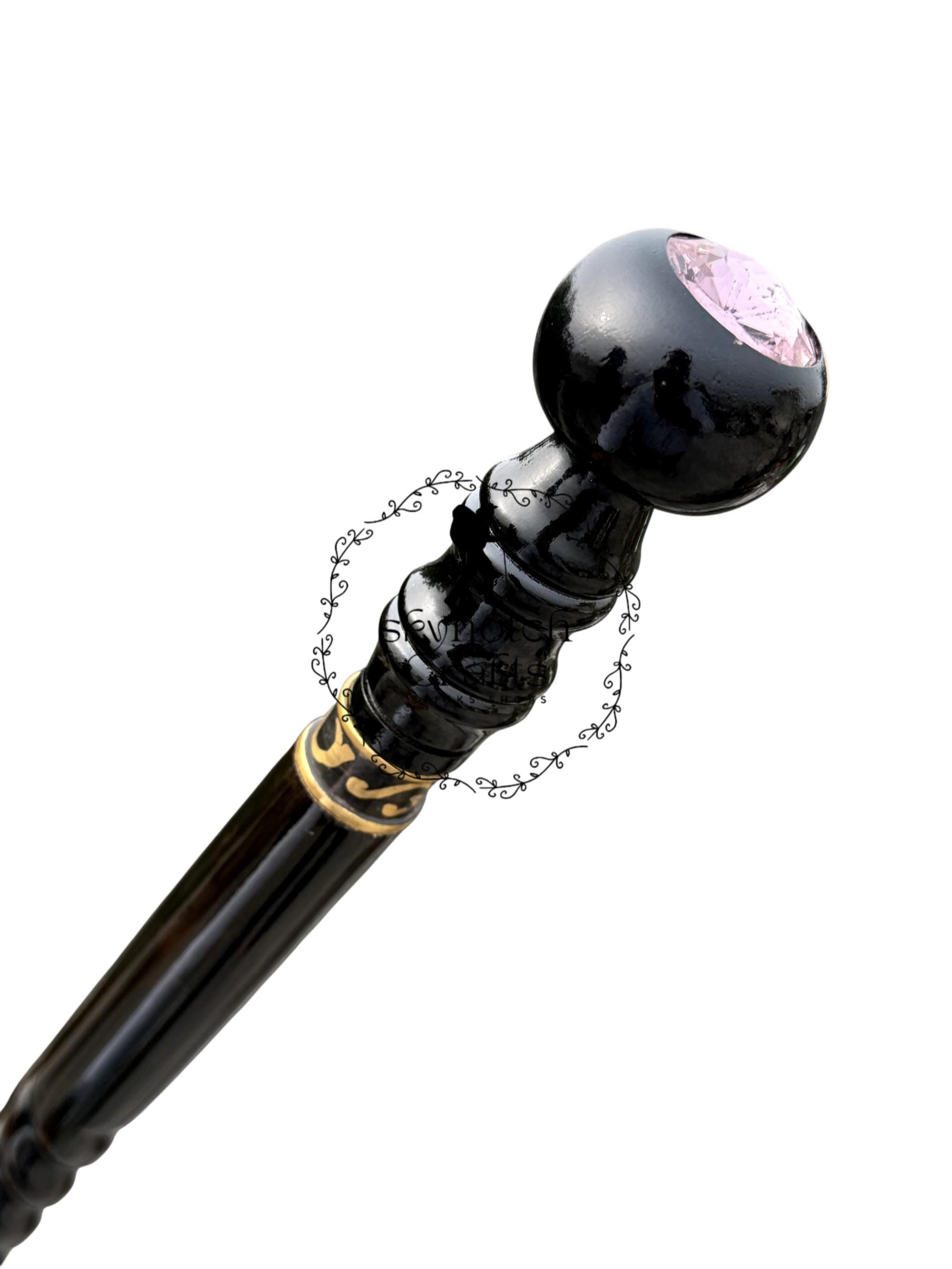 Luxury Female Walking Cane with Pink Crystal Gemstone Handle/Handmade Elegant Wooden Cane/Stylish Lady Cane/Crystal Top Cane/Gift For Women
