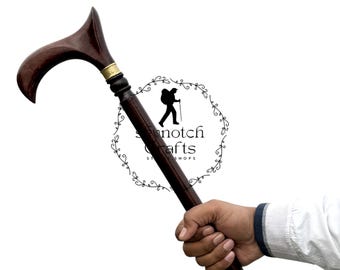 手作りのクラシックなカーブハンドルの木製杖/男性用のスタイリッシュなウォーキングスティック/無垢材の杖/快適なカーブハンドル/男性へのギフト