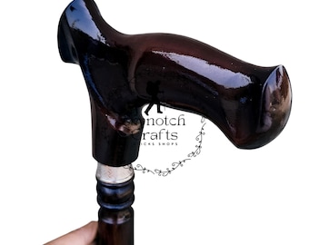 Handcrafted Dark Walnut Wood Walking Stick | Ergonomic T-Handle