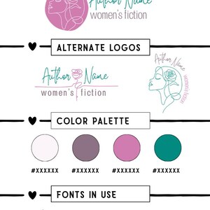 Kit de marca para autores de novela romántica independiente, logotipo personalizado, plantilla para boletín informativo