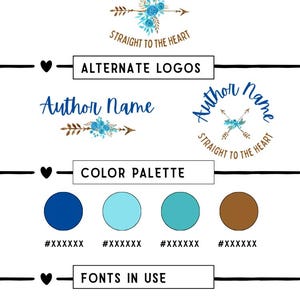 Floral Arrow Indie Romance Author Branding Kit, Logo Design, Newsletter Template