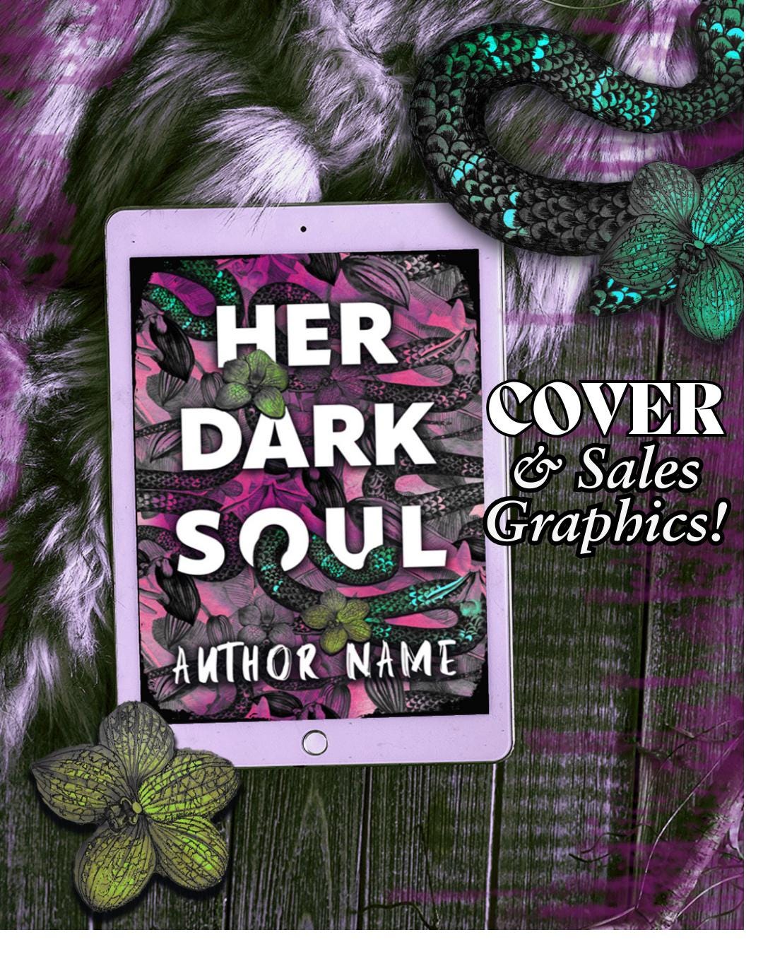 Dark Romance Book Cover With Promo Graphics, Paranormal, Contemporary
