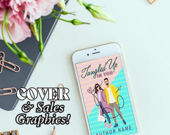 Premade Romance Book Cover, Sweet Town Illustration, Promo Graphics