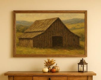 Rustic Barn Landscape Print: Vintage Farmhouse Wall Art (Digital Download)