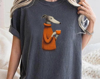 Windhund Shirt, Whippet Shirt, Windhund Kaffee T-Shirt, Windhund Mama Geschenk, italienisches Windspiel Sweatshirt, Iggy Shirt, Hundeliebhaber gemütliches Geschenk