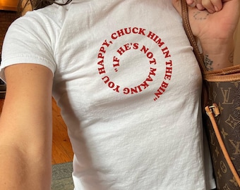 Lustiges Baby-T-Shirt mit Beziehungstipps, Spruch „Steck ihn in den Müll“ (Y2K), Sarkastisches Girl-Power-Shirt, Geschenk für die beste Freundin, Geschenk für sie