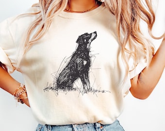 Abstraktes Rottweiler-T-Shirt mit Strichzeichnung, minimalistisches Tier-T-Shirt für Rottweiler-Mama, Grafik-T-Shirt für Hundeliebhaber, Vintage-Rottweiler-Sweatshirt