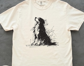 Abstraktes Berner Sennenhund-T-Shirt mit Strichzeichnung, minimalistisches Tier-T-Shirt für Berner-Mama, künstlerisches Grafik-Shirt für Berner-Hundeliebhaber