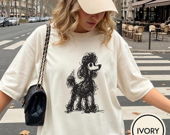 Comfort Colors Abstraktes Pudel-Linie Kunst-Shirt | Minimalist Scribble Hund T-Shirt | Modernes Sketch Animal Tee | Artsy Pudel-Liebhaber-Geschenk