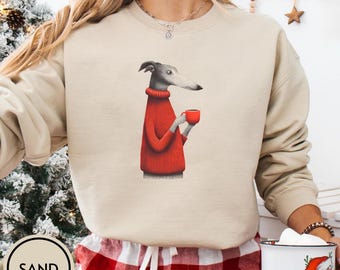 Windhund Sweatshirt, Whippet Shirt, Windhund Hund Kaffee T-Shirt, Windhund Mama Geschenk, italienisches Windspiel Shirt, Iggy Shirt, Hundeliebhaber gemütliches Geschenk
