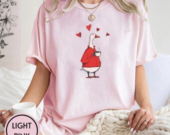 Camiseta retrô de ganso para o Dia dos Namorados, Moletom engraçado de ganso para o Dia dos Namorados, Camiseta rosa "Coquette" para o Dia dos Namorados, Camiseta "XoXo Be Mine", Suéter estilo Cottagecore