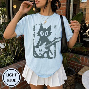 Camiseta de gato estrella de rock, camiseta vintage de gatito Y2K, camiseta de gato rock and roll, camiseta de gatito con guitarra eléctrica, regalo para amantes de la música grunge punk con temática de gatos. imagen 11