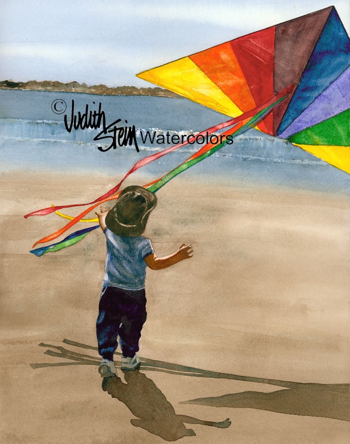 Boy Toddler Flying Kite on Beach Sand Seashore Blue Shirt - Etsy