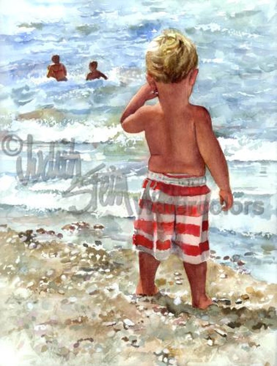 Afternoon Swim Fragrance Giclee Watercolor Print Men's 