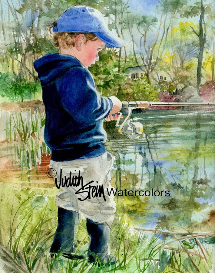 Boy Fishing Painting 