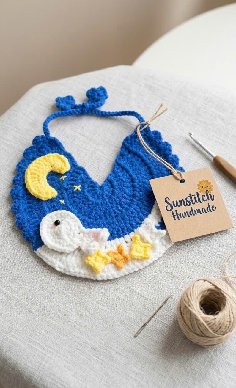 Bib Pattern Cat Moon Cat Bib Crochet Pattern |pet Bib |collar | Animal Accessory | PDF ...