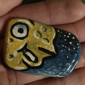 Cheeky Moon - hand painted rock
