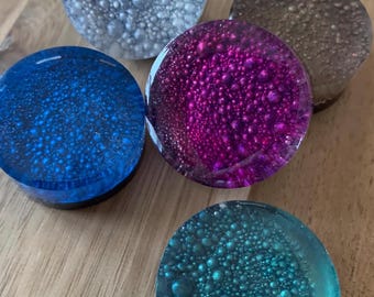 Handmade epoxy resin door knobs with a bubble effect