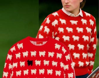 セレブにインスパイアされたダイアナ妃風の赤い羊のセーター：80年代