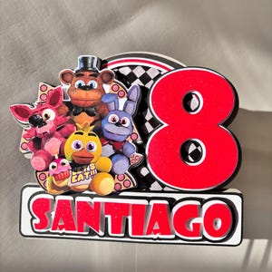 Five Nights at Freddy’s Cake Topper – Personalized Name & Age Custom Birthday Decoration